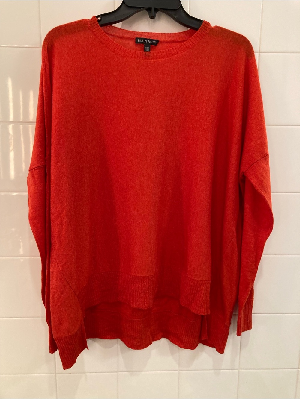 Eileen Fisher Bright Red Knit Crewneck Sweater